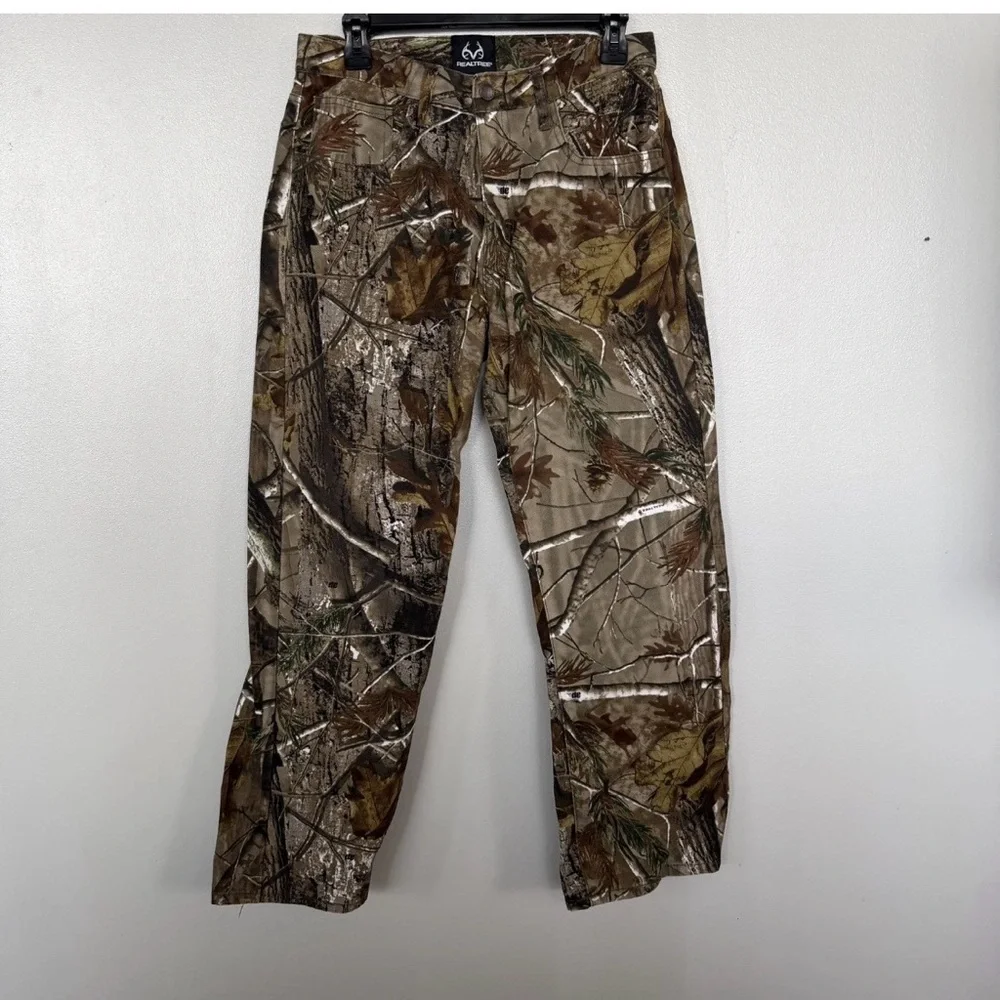 RealTree Edge Men 30/32 (M) Stretch Waist 6 Pocket Camo Cargo Hunting Pants EUC